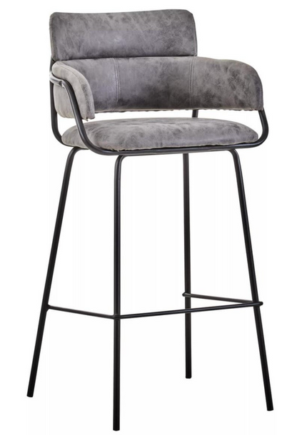 Sorrento Faux Leather Bar Stool with Black Legs – Grey or Brown