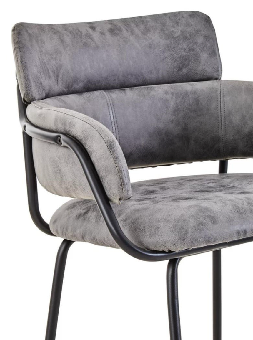 Sorrento Faux Leather Bar Stool with Black Legs – Grey or Brown