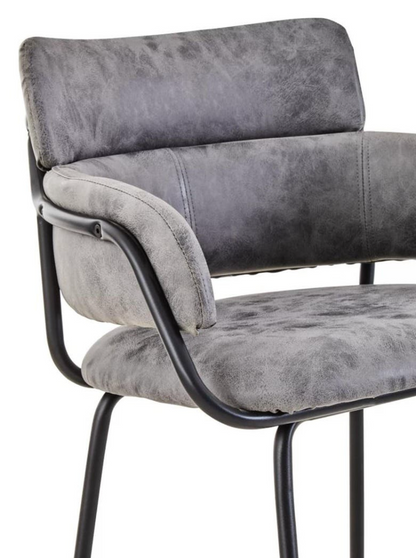 Sorrento Faux Leather Bar Stool with Black Legs – Grey or Brown