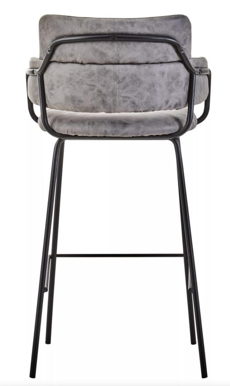 Sorrento Faux Leather Bar Stool with Black Legs – Grey or Brown