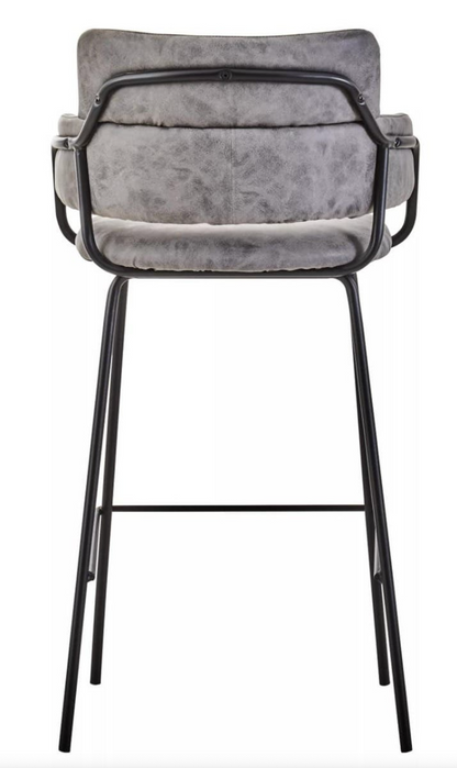 Sorrento Faux Leather Bar Stool with Black Legs – Grey or Brown