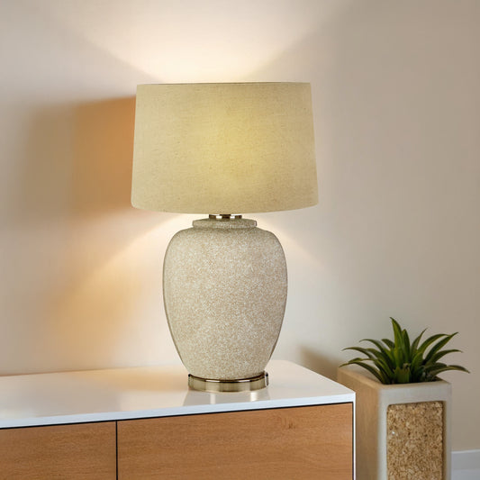 Talia Table Lamp – Ceramic Base with Linen Shade