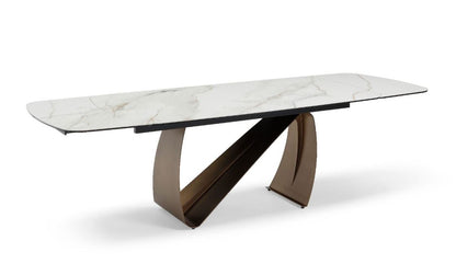 Varese Extendable Brass & Sunset Statuario Dining Table