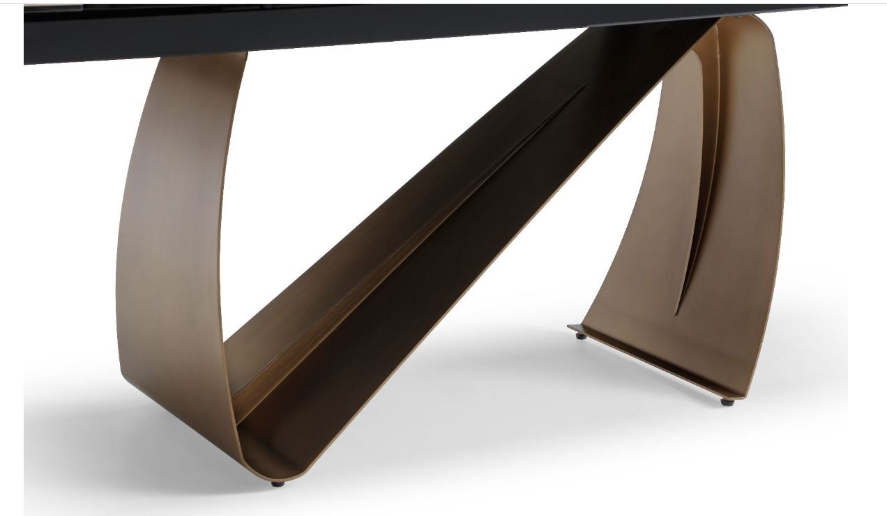 Varese Extendable Brass & Sunset Statuario Dining Table