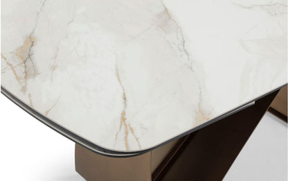 Varese Extendable Brass & Sunset Statuario Dining Table