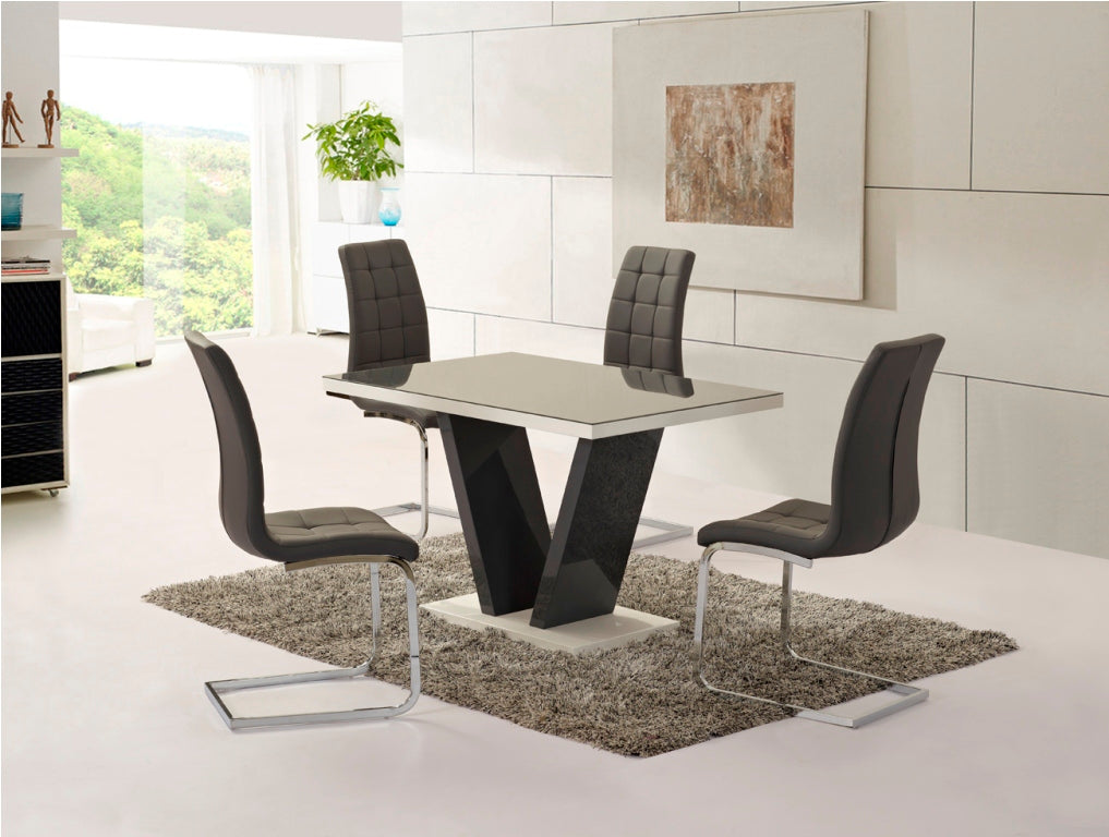 Zoe High Gloss Grey and White V Shape 1.2m Dining Table