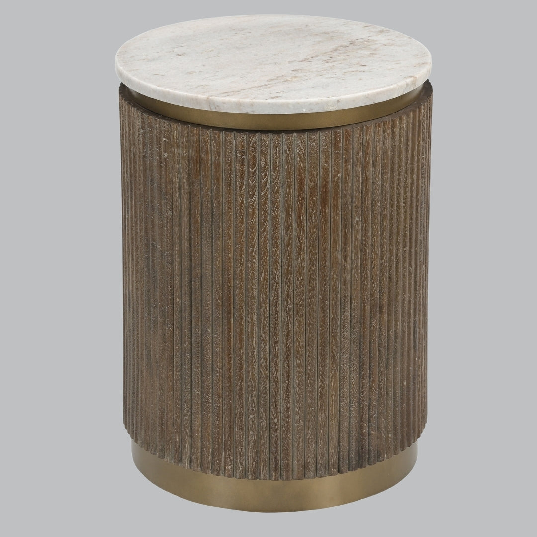 Beau Side Table – Marble, Brass & Wood