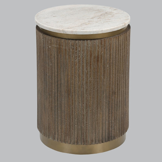 Beau Side Table – Marble, Brass & Wood