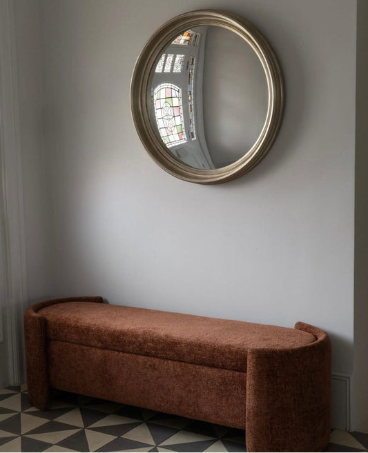 Camilla Upholstered Storage Bench – Terracotta Chenille