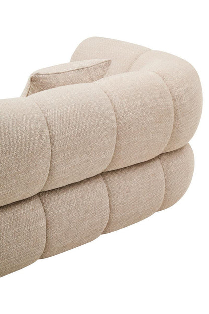 Monroe Cream Curved Sofa – Quilted Linen 3 Seater