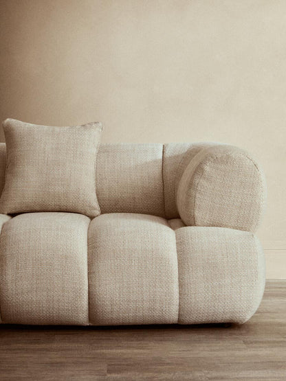 Monroe Cream Curved Sofa – Quilted Linen 3 Seater