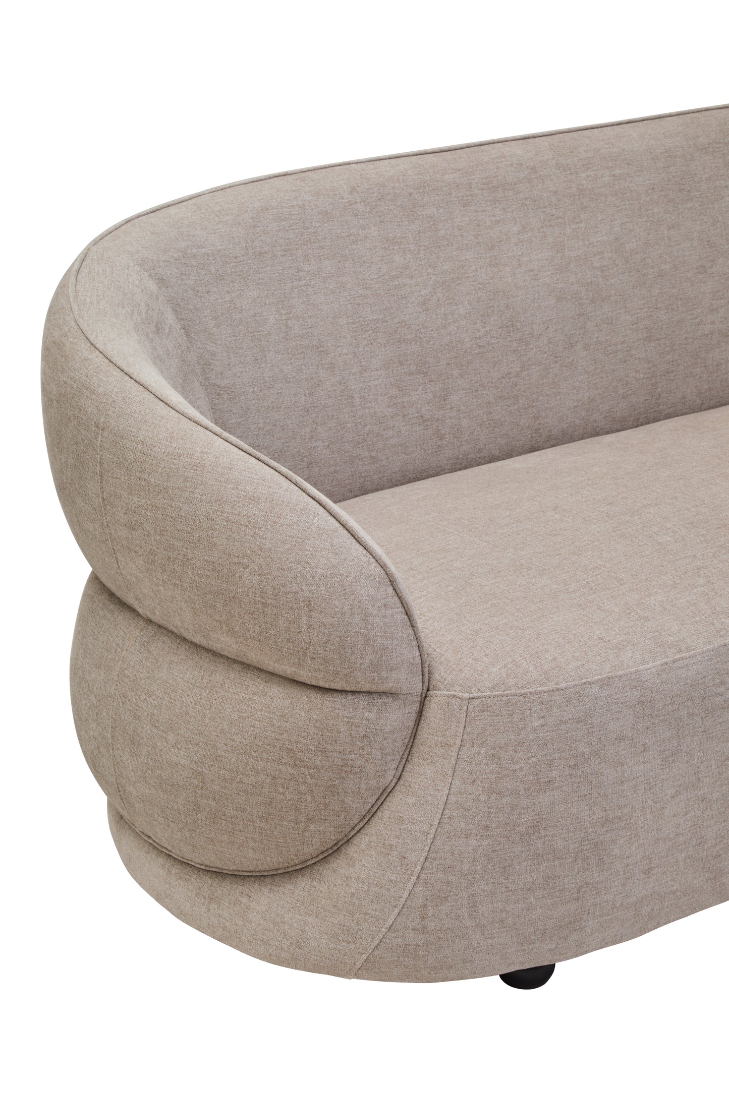 Elora Curved Three Seater Sofa – Taupe Chenille Effect