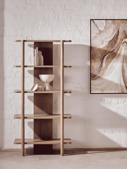 Sustainable Mango Wood Bookshelf in Cool Grey Finish