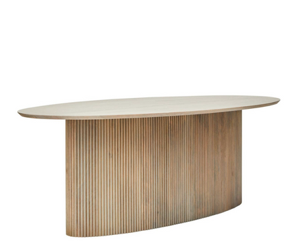 Marcel Grey Mango Wood Oval Ridge Dining Table
