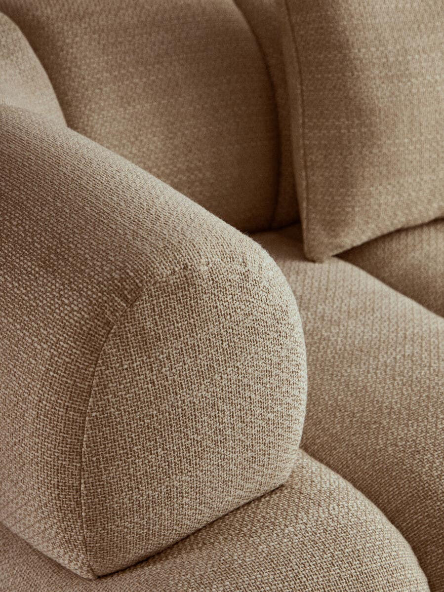 Monroe Cream Curved Sofa – Quilted Linen 3 Seater