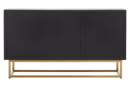 Ora Three Door Sideboard – Black & Brown Oak with Brass Detailing