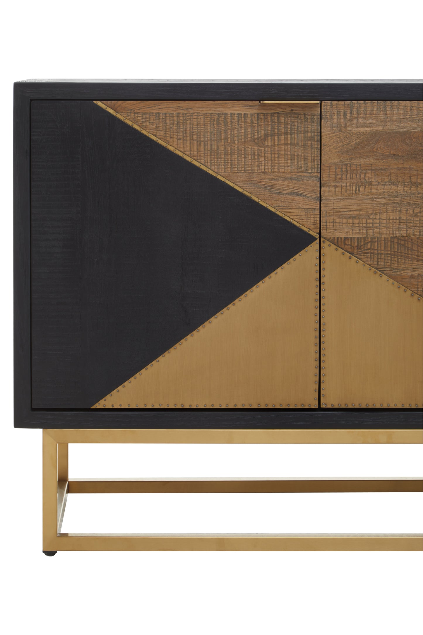 Ora Three Door Sideboard – Black & Brown Oak with Brass Detailing
