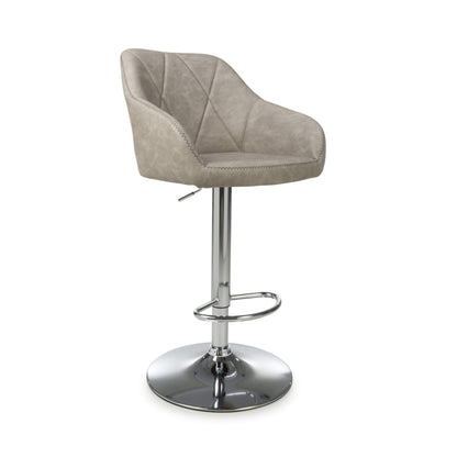 Pair of Martha Bar Stools – Leather Effect with Swivel & Gas Lift