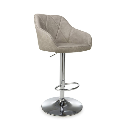Pair of Martha Bar Stools – Leather Effect with Swivel & Gas Lift