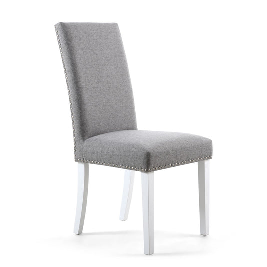 Reed Grey Linen Studded Dining Chair - Various Leg Options