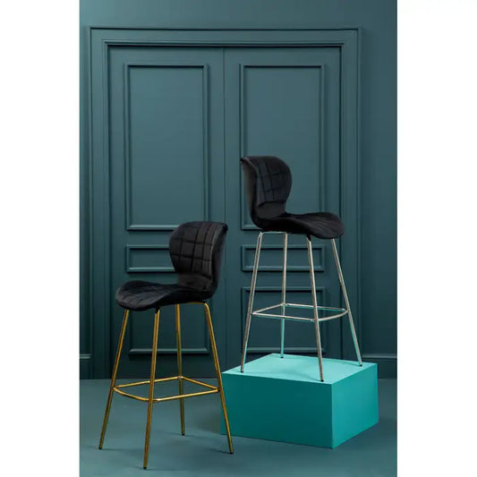 Valenza Velvet Bar Stool – Gold or Chrome Legs