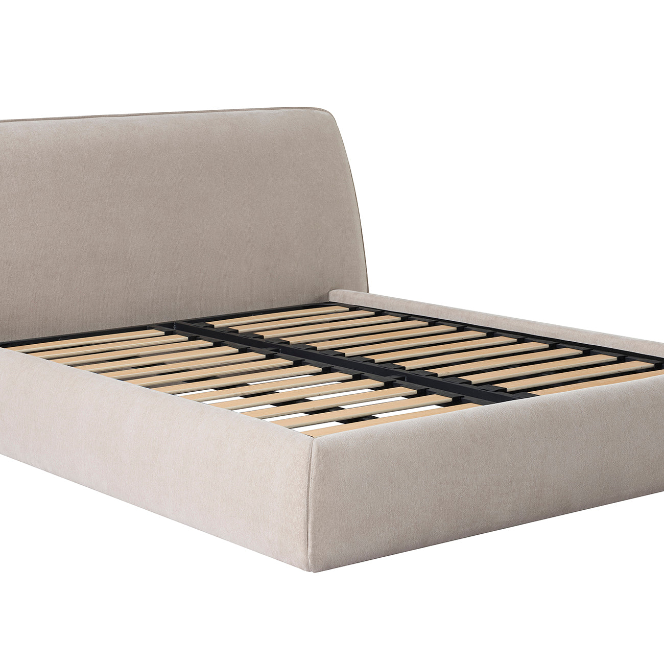The Winslow Bed – Upholstered 5′ King Size Bed Frame in Soft Beige