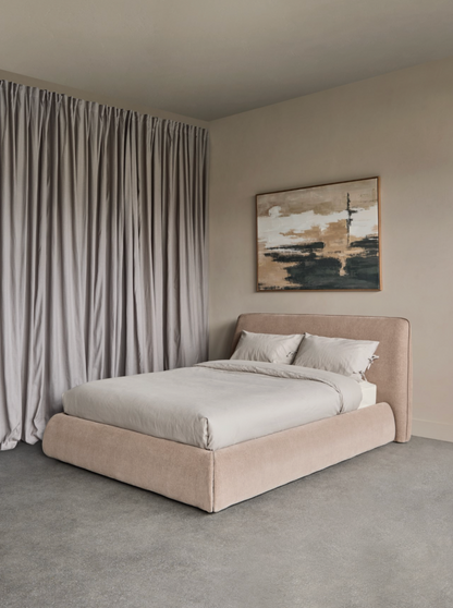 The Winslow Bed – Upholstered 5′ King Size Bed Frame in Soft Beige