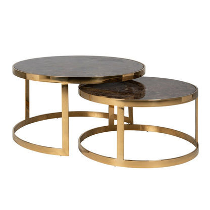 Cidwell Marble & Gold Coffee Table Set Luxe and Durable