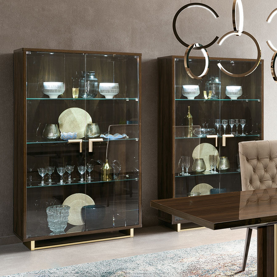 Florentina Walnut Patrizio 2dr LED Display Cabinet