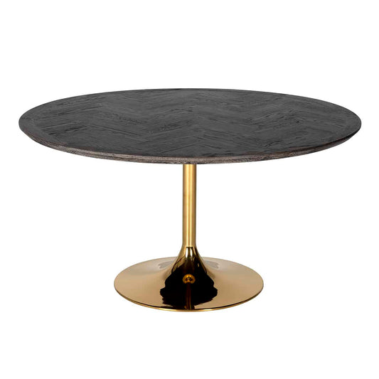 Modern Bronwyn 1.4m Black Round Oak Dining Table Elegant Oak