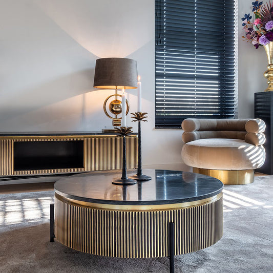 Modern Inessa Marble Iron Round Coffee Table Contemporary Design