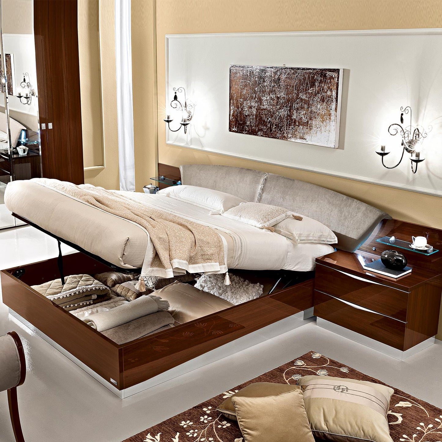 Caligula Onda Walnut Bed - Various Sizes & Base Options