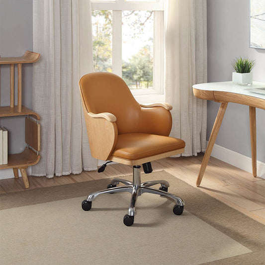 Oakland Tan Faux Leather & Ash Swivel Chair Premium Comfort