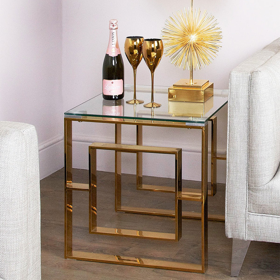 Artis Gold Metal & Glass Lamp Table