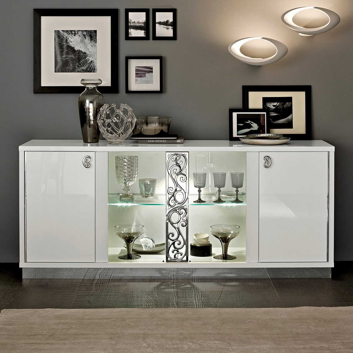 Caligula 4dr Glass Sideboard - Various Colours