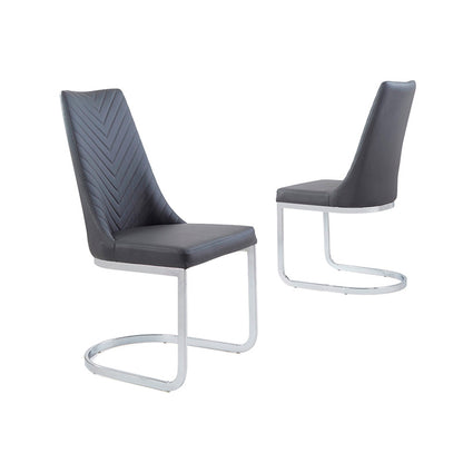 Curva Stitched Faux Leather & Chrome Dining Chair