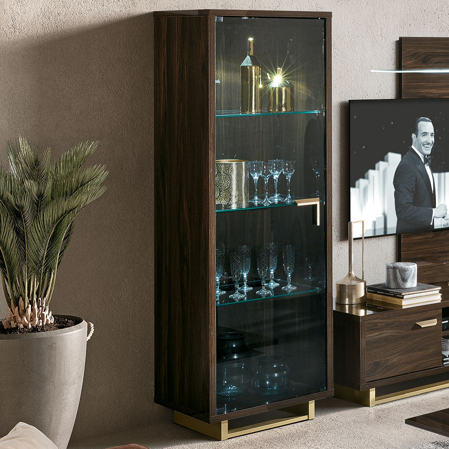 Florentina Walnut Patrizio 1dr LED Display Cabinet