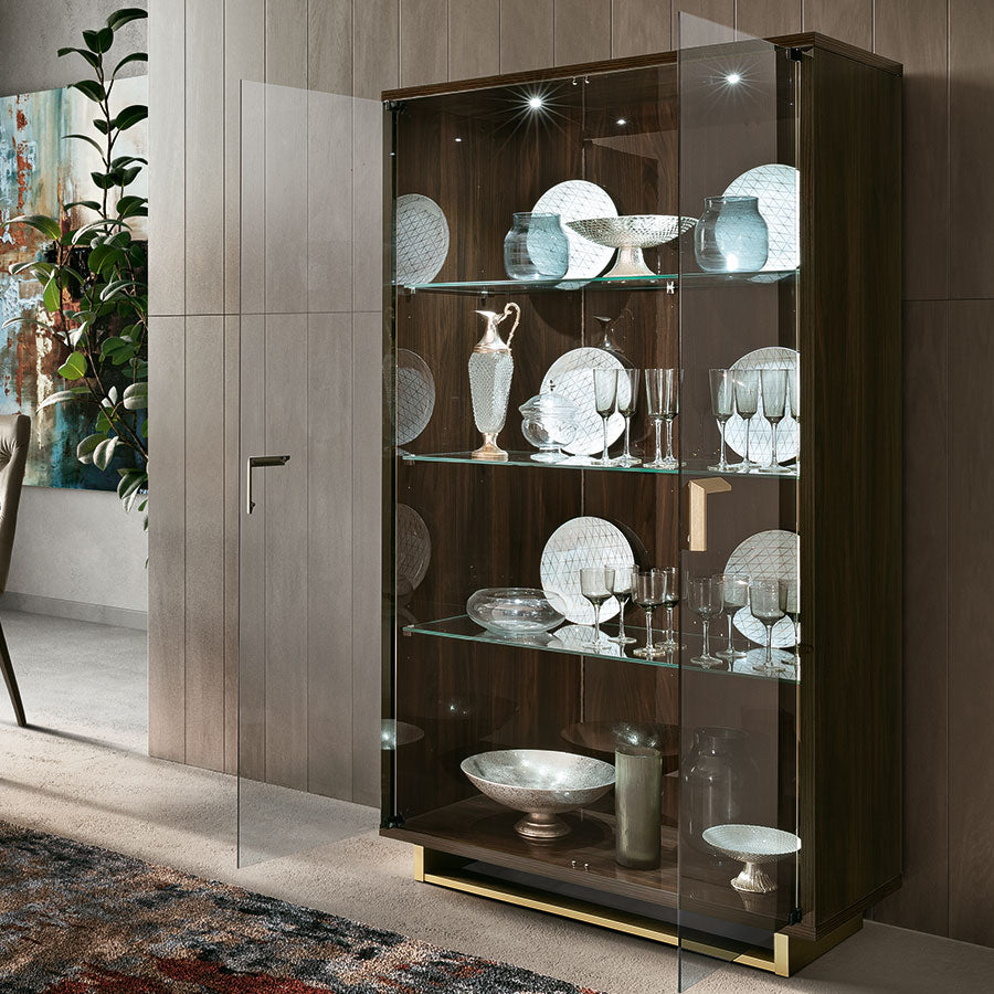 Florentina Walnut Patrizio 2dr LED Display Cabinet