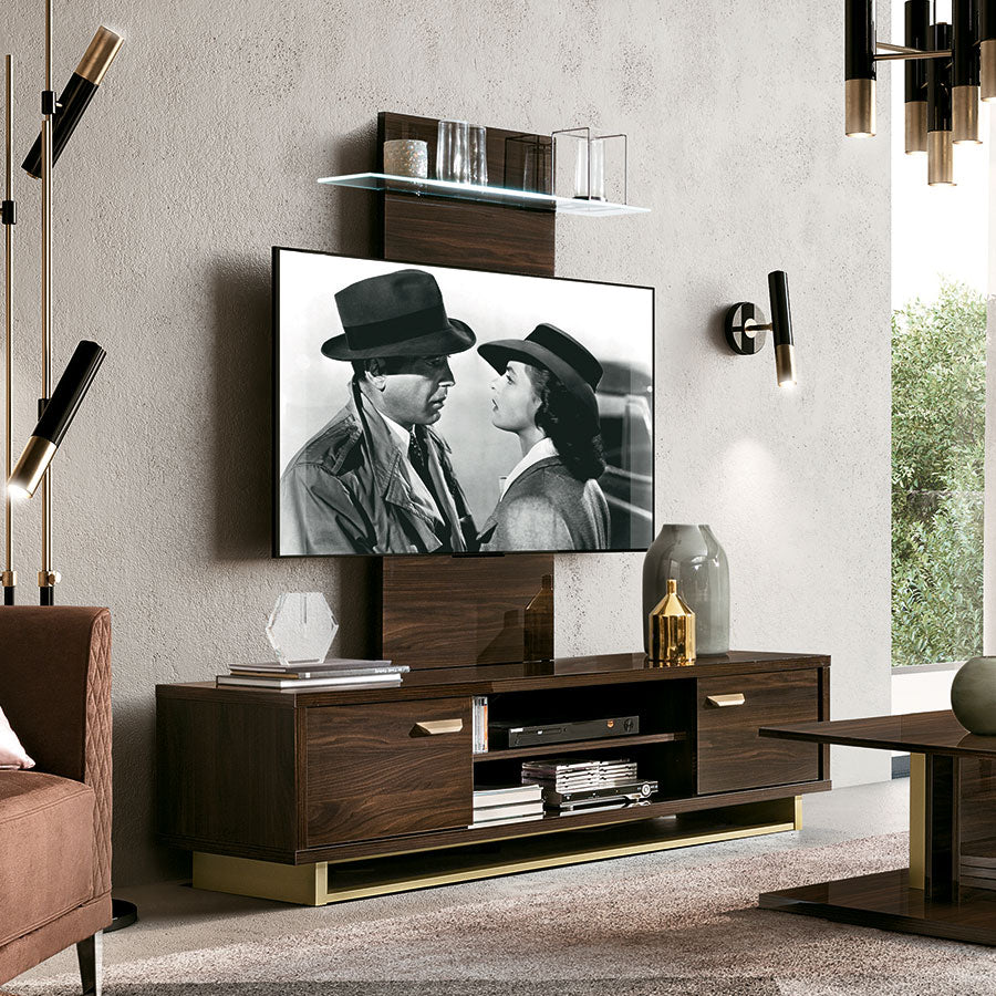 Florentina Walnut Patrizio 2dr LED TV Unit & Wall Panel