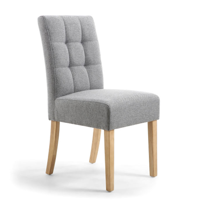 Moby Silver Grey Linen Waffle Back Dining Chair - Various Leg Options