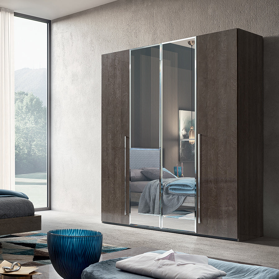 Romeli Silver Birch Hinged Mirrored Wardrobe (Various Sizes)