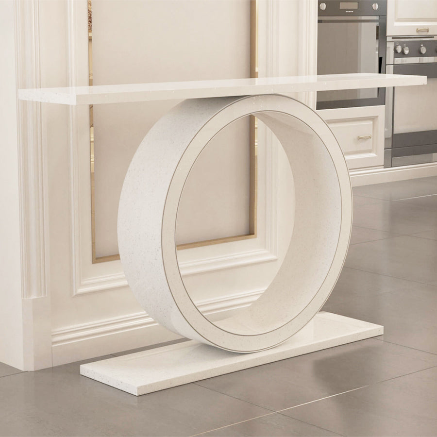 Sienna Ammonite Diamond White Quartz Console Table