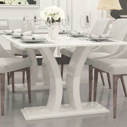 Verona Ammonite Diamond White Quartz Dining Table