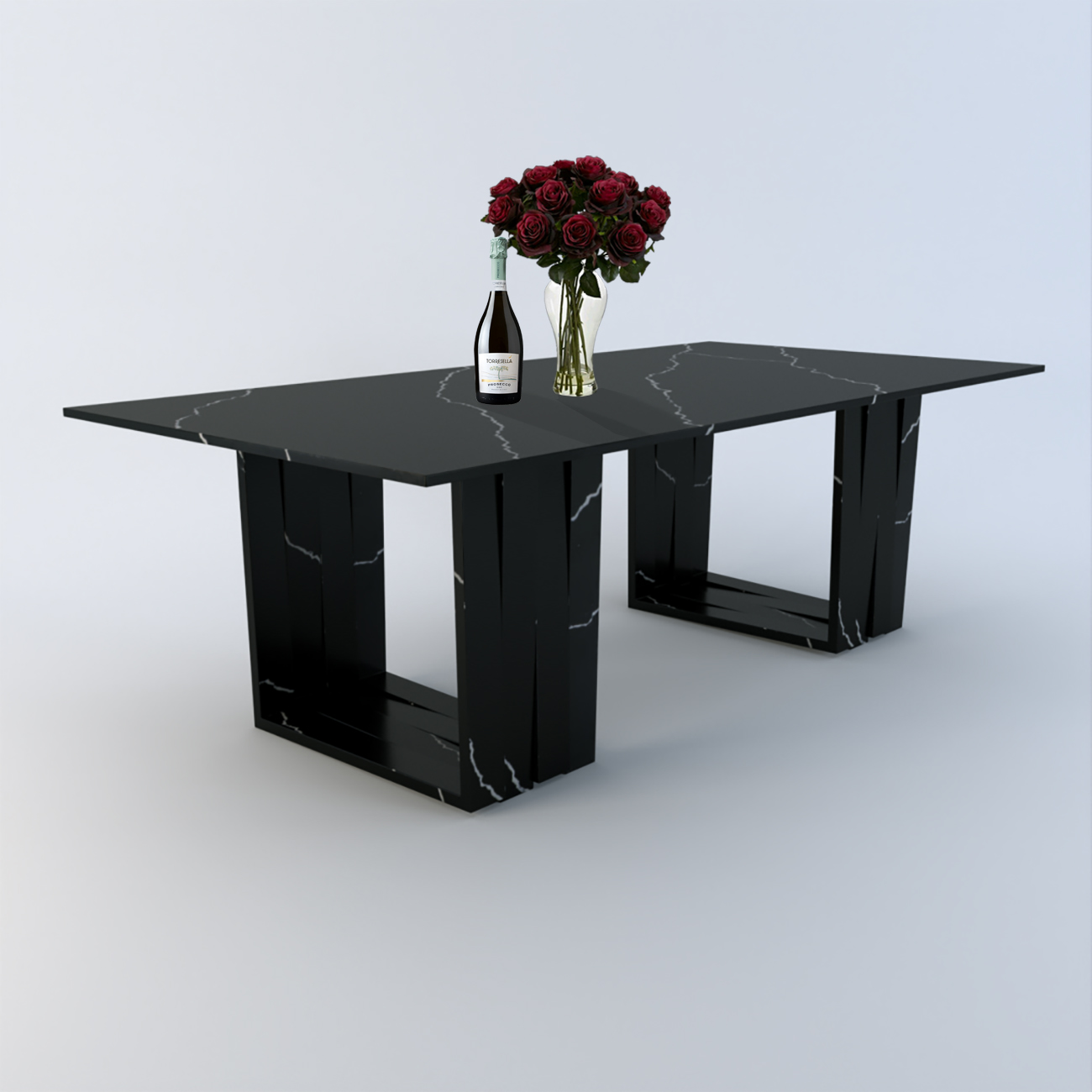 Aria Duo 2.4m Calacatta Quartz Dining Table