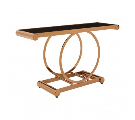 Nordina Black Glass Top & Rose Gold Console Table
