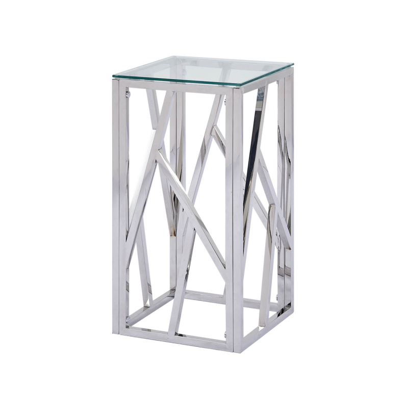 Azi Stainless Steel Glass End Table