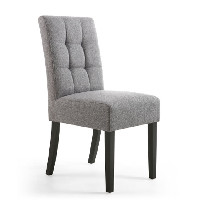 Moby Steel Grey Linen Waffle Back Dining Chair (Black Legs)