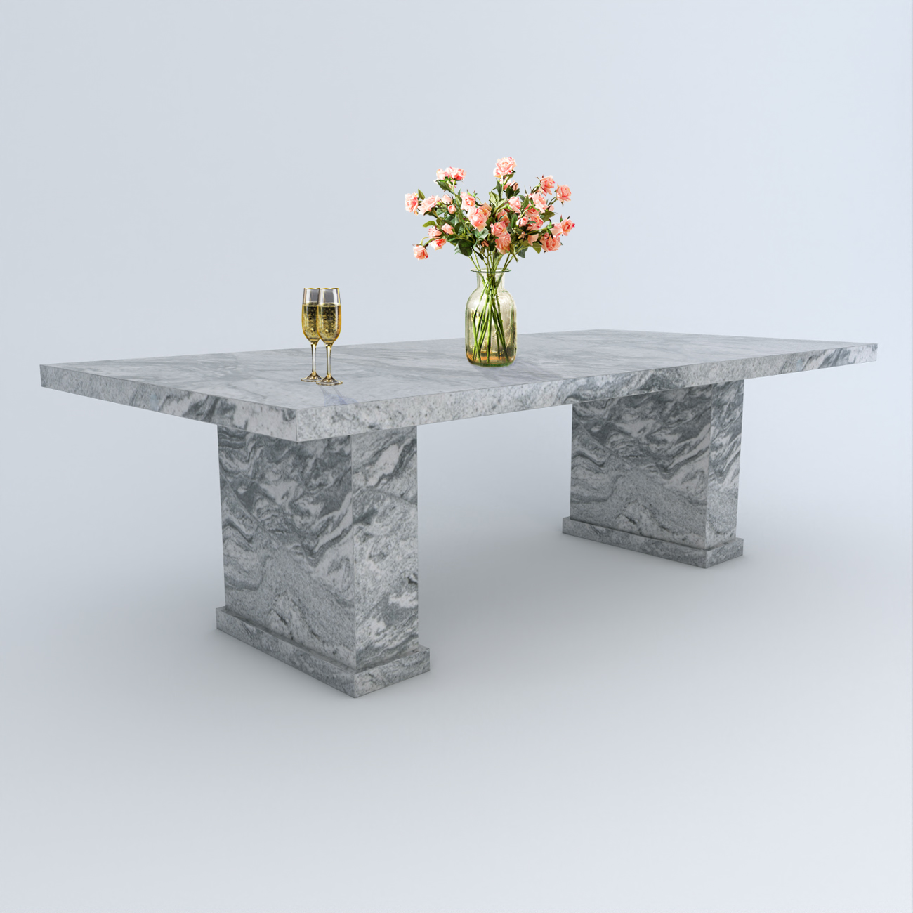 Roma 2.9m Steel Grey Granite Dining Table