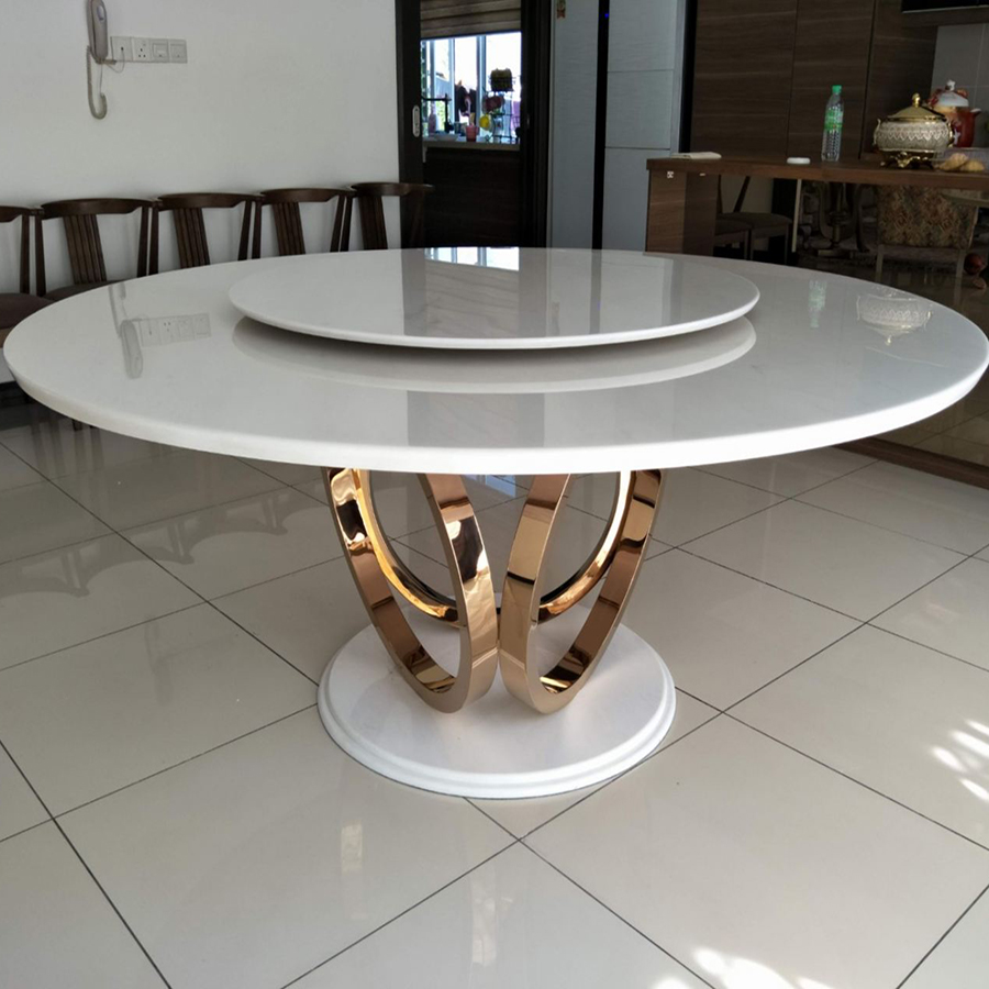 Sivec White Marble 1.8m Dining Table - Macaron Gold Base