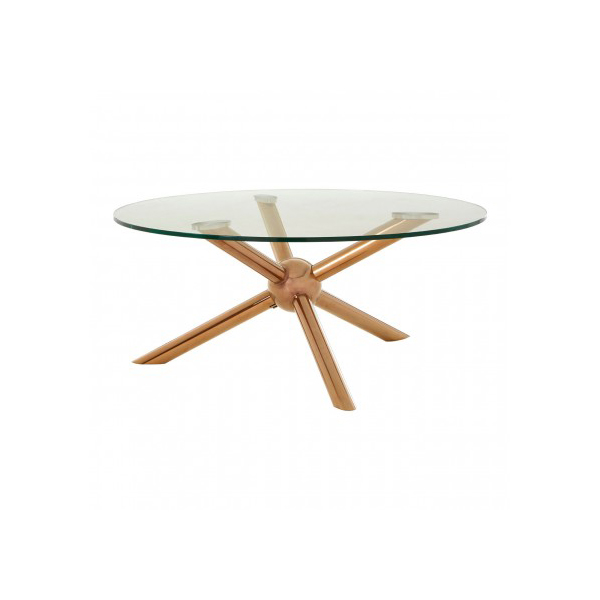 Novic Glass & Rose Gold Round Coffee Table